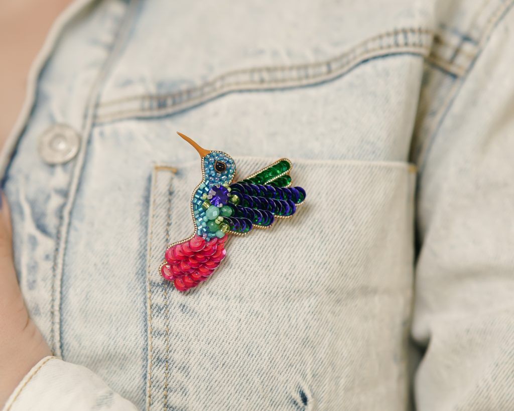 Broche Colibri Neuve - Bijou Fantaisie Sans Emballage, Jamais Portée